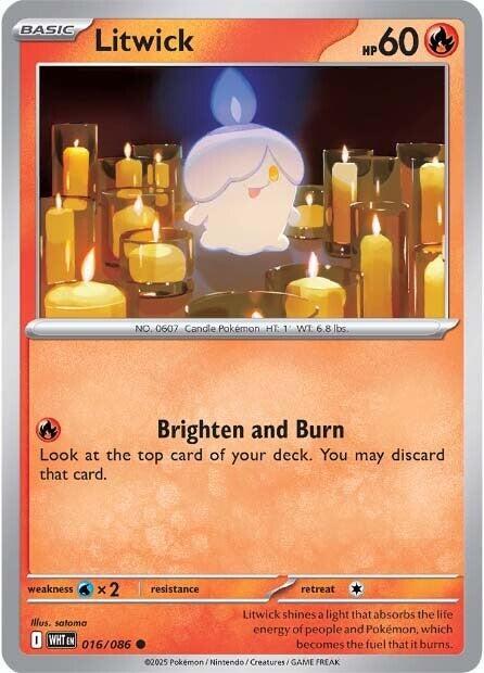 Litwick 016/086 Common White Flare Pokémon card