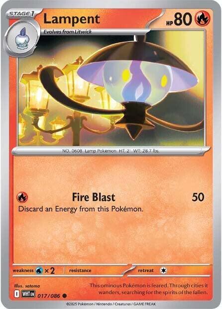 Lampent 017/086 Common White Flare Pokémon card