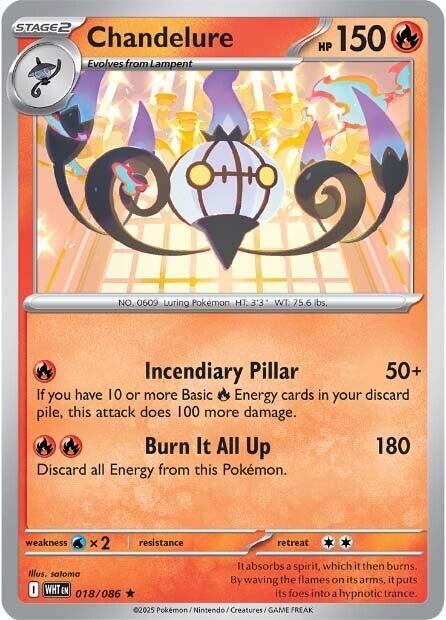 Chandelure 018/086 Rare White Flare Pokémon card