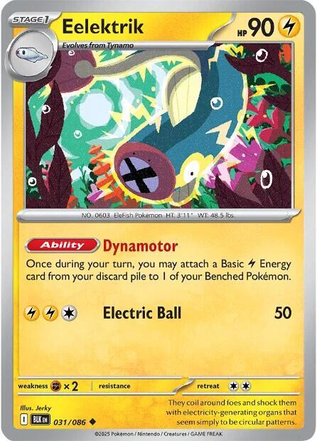 Eelektrik 031/086 Uncommon Black Bolt Pokémon card