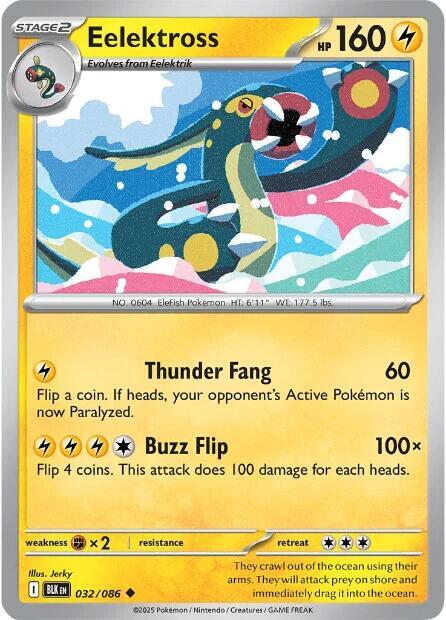 Eelektross 032/086 Uncommon Black Bolt Pokémon card