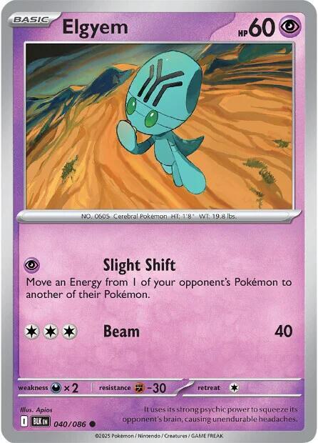 Elgyem 040/086 Common Black Bolt Pokémon card