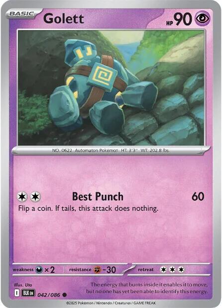 Golett 042/086 Common Black Bolt Pokémon card