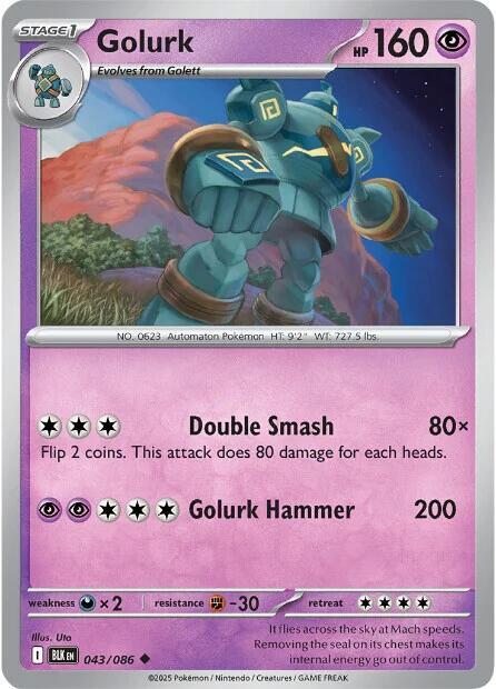 Golurk 043/086 Uncommon Black Bolt Pokémon card