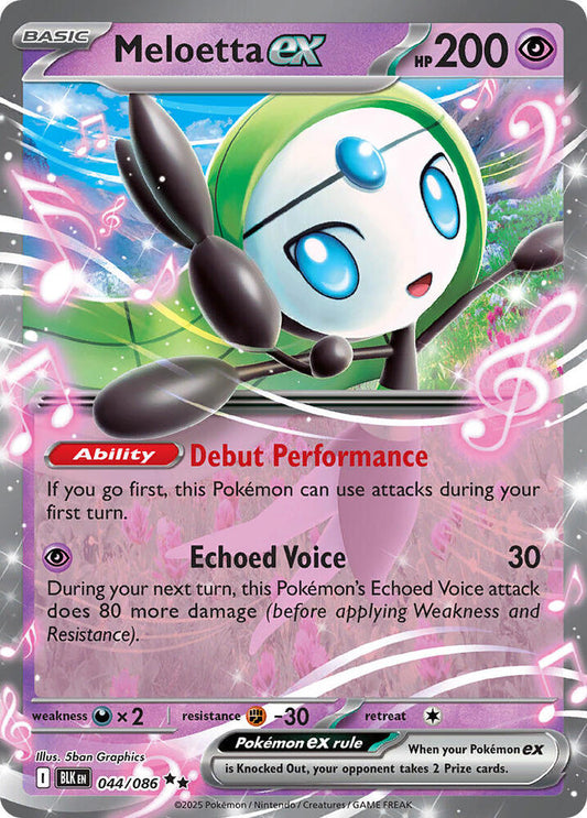 Meloetta ex 044/086 Double Rare Black Bolt Pokémon card