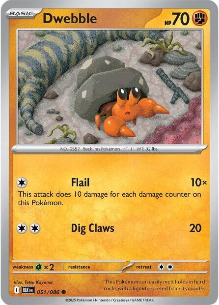 Dwebble 051/086 Common Black Bolt Pokémon card