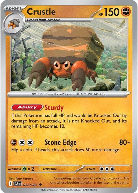 Crustle 052/086 Uncommon Black Bolt Pokémon card