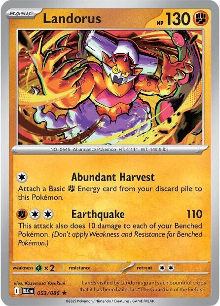 Landorus 053/086 Rare Black Bolt Pokémon card