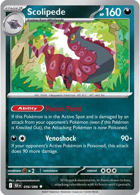 Scolipede 056/086 Uncommon Black Bolt Pokémon card