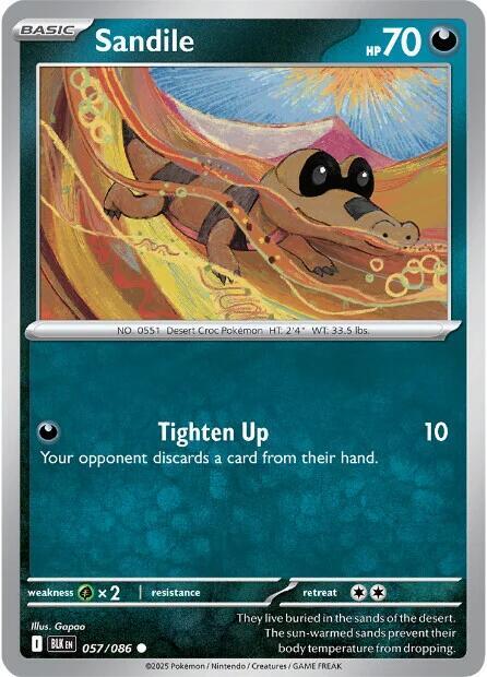 Sandile 057/086 Common Black Bolt Pokémon card