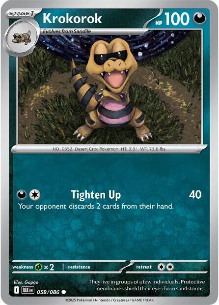 Krokorok 058/086 Common Black Bolt Pokémon card
