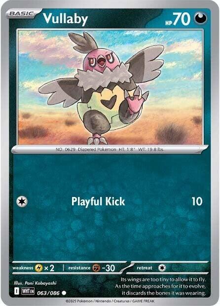Vullaby 063/086 Common White Flare Pokémon card