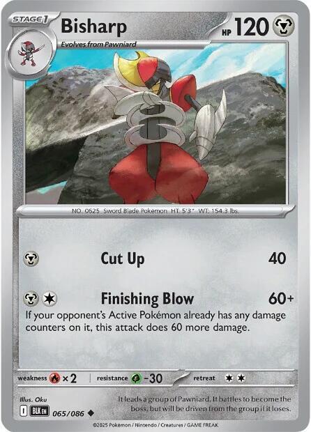 Bisharp 065/086 Uncommon Black Bolt Pokémon card
