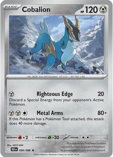 Cobalion 066/086 Rare Black Bolt Pokémon card