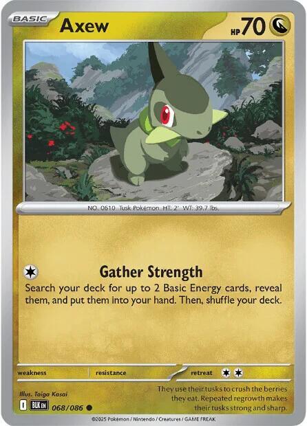 Axew 068/086 Common Black Bolt Pokémon card