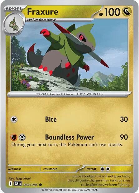 Fraxure 069/086 Common Black Bolt Pokémon card