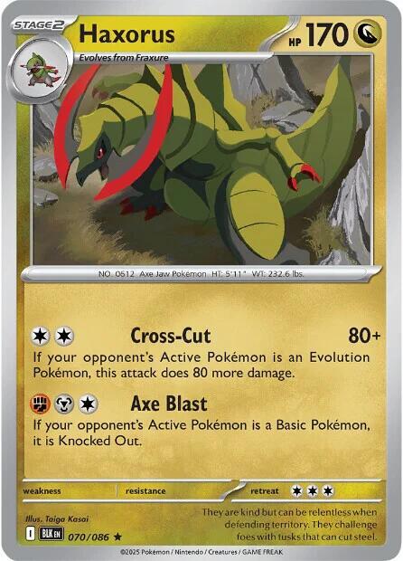 Haxorus 070/086 Rare Black Bolt Pokémon card