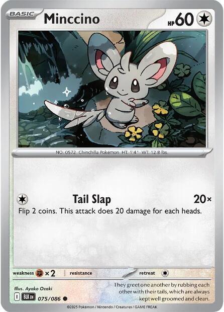 Minccino 075/086 Common Black Bolt Pokémon card
