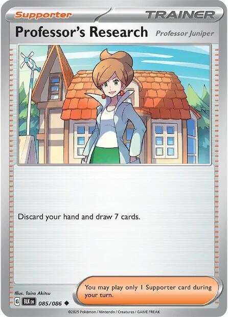 Professor's Research [Professor Juniper] 085/086 Uncommon Black Bolt Pokémon card