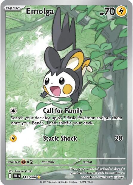 Emolga - 112/086 112/086 Illustration Rare Black Bolt Pokémon card