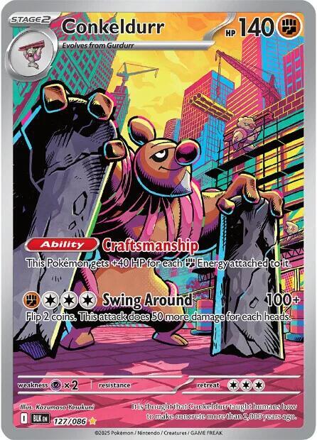 Conkeldurr - 127/086 127/086 Illustration Rare Black Bolt Pokémon card