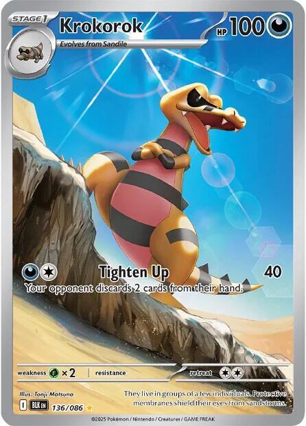 Krokorok - 136/086 136/086 Illustration Rare Black Bolt Pokémon card