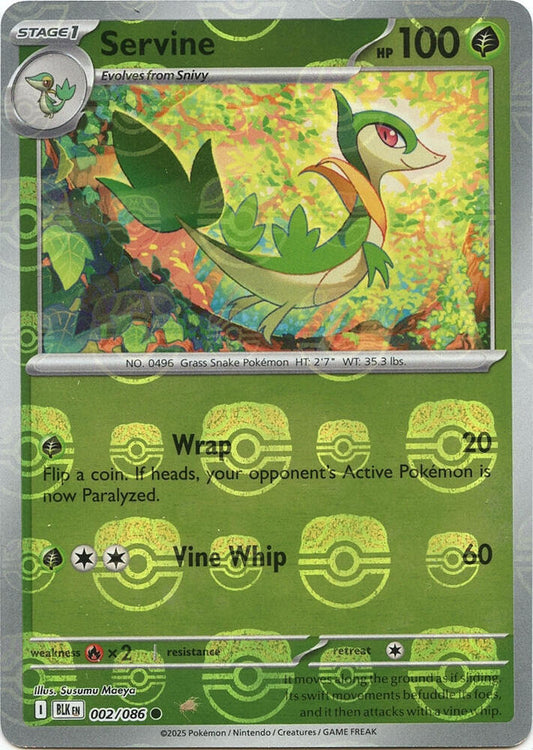 Servine (Master Ball Pattern) 002/086 Common Black Bolt Pokémon card