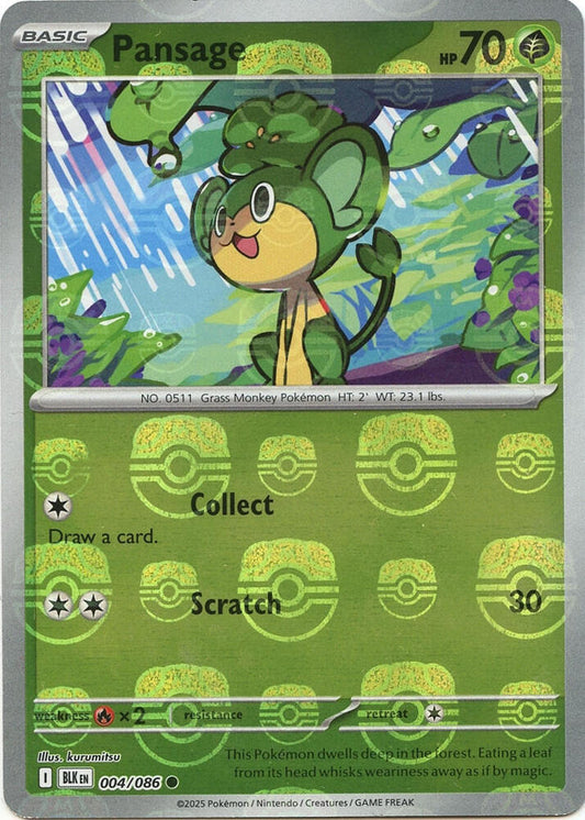 Pansage (Master Ball Pattern) 004/086 Common Black Bolt Pokémon card