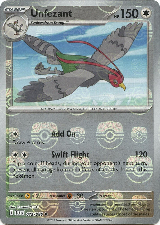 Unfezant (Master Ball Pattern) 073/086 Uncommon Black Bolt Pokémon card