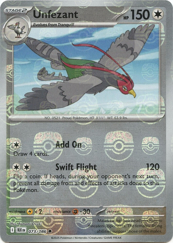Unfezant (Master Ball Pattern) - 073/086 Uncommon SV: Black Bolt