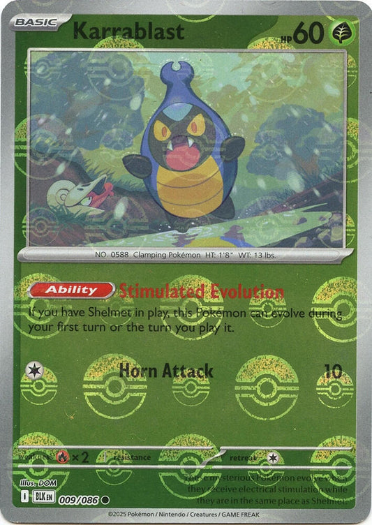 Karrablast (Poke Ball Pattern) 009/086 Common Black Bolt Pokémon card