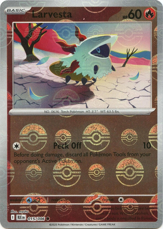 Larvesta (Poke Ball Pattern) 015/086 Common Black Bolt Pokémon card