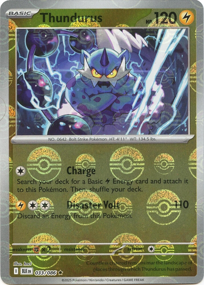 Thundurus (Poke Ball Pattern) - 033/086 Rare SV: Black Bolt