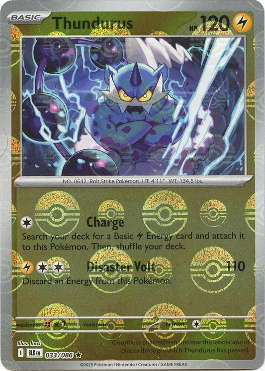 Thundurus (Poke Ball Pattern) 033/086 Rare Black Bolt Pokémon card