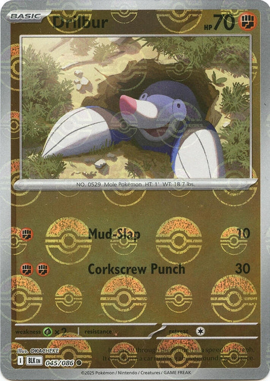 Drilbur (Poke Ball Pattern) 045/086 Common Black Bolt Pokémon card