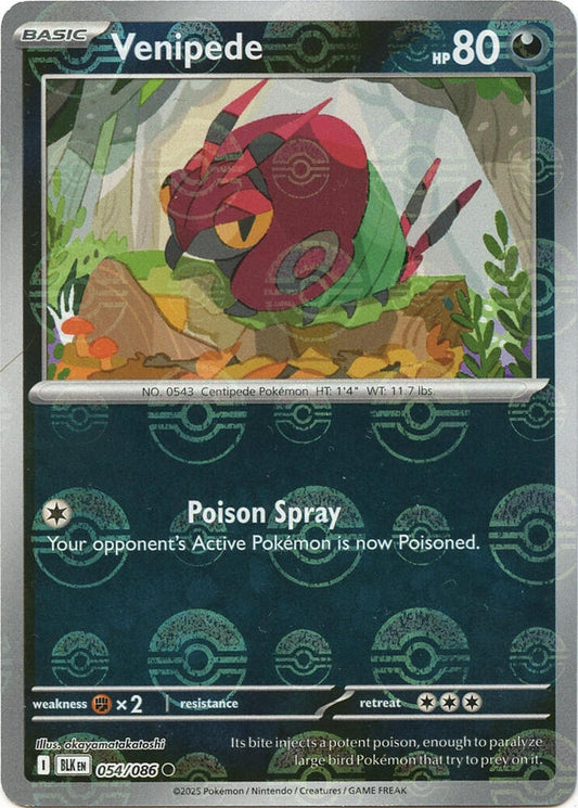 Venipede (Poke Ball Pattern) 054/086 Common Black Bolt Pokémon card