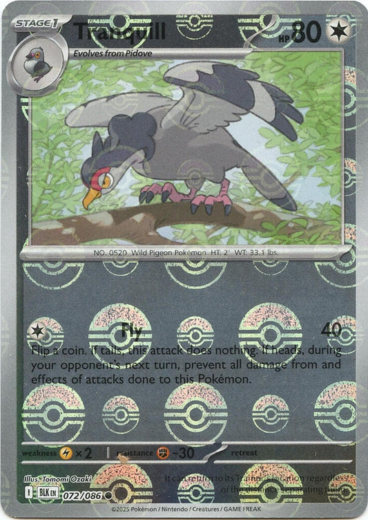 Tranquill (Poke Ball Pattern) 072/086 Common Black Bolt Pokémon card