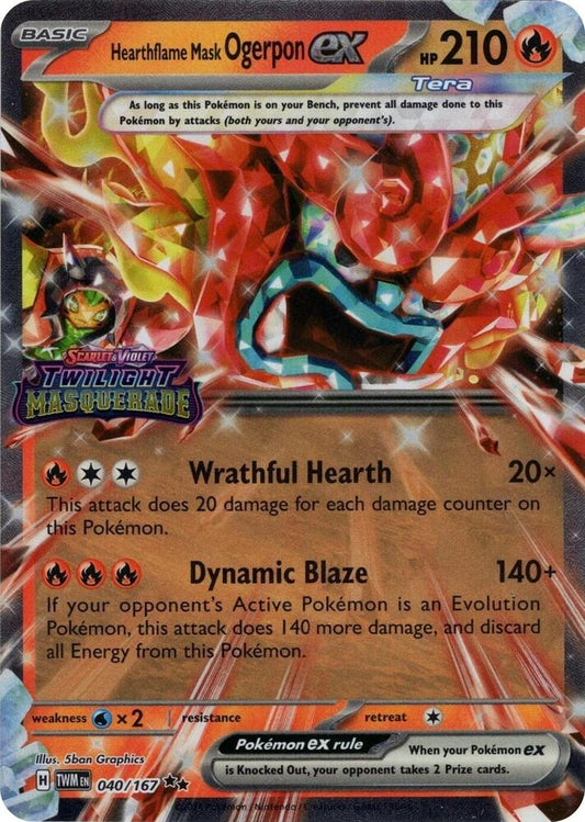 Hearthflame Mask Ogerpon ex (Twilight Masquerade Stamp) 040/167 Double Rare Miscellaneous Cards & Products Pokémon card