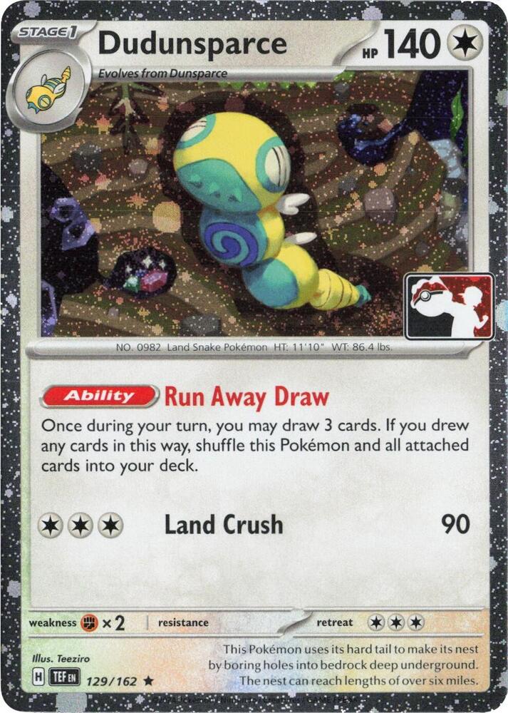 Dudunsparce - 129/162 (Cosmos Holo) 129/162 Rare Prize Pack Series Cards Pokémon card