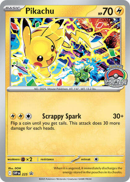 Pikachu - 225 (World Championship 2025) - 225 Promo SV: Scarlet & Violet Promo Cards