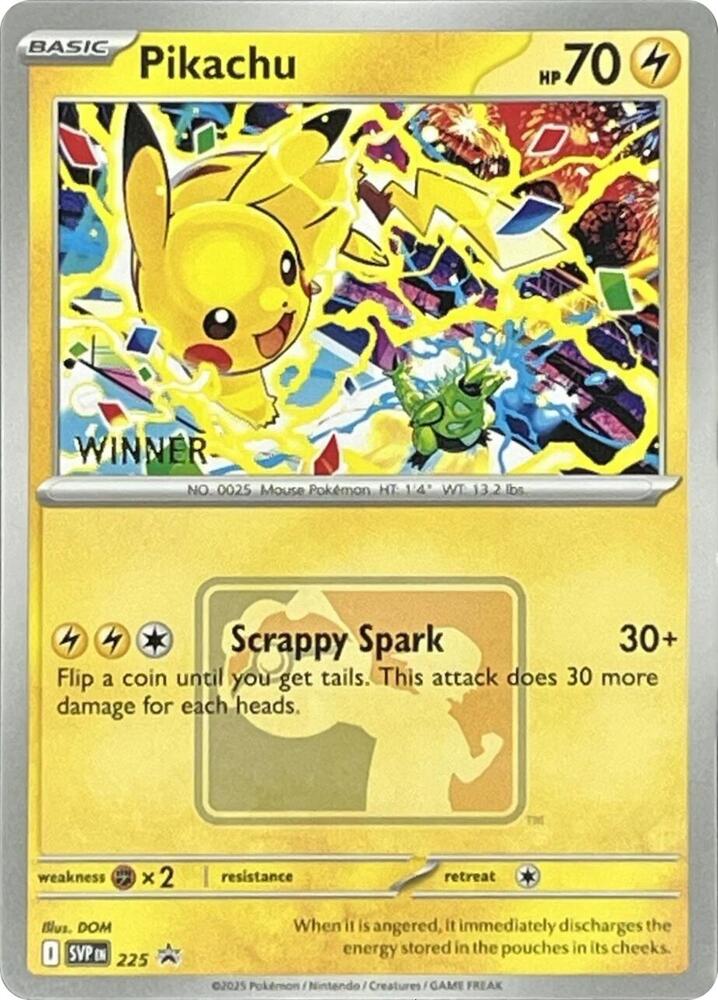 Pikachu - 225 (World Championship 2025) [Winner] - 225 Promo SV: Scarlet & Violet Promo Cards