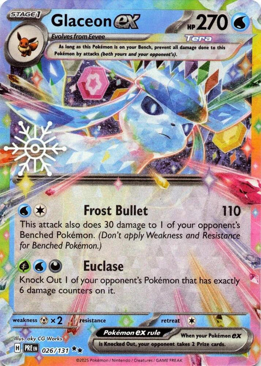 Glaceon ex - 026/131 (Holiday Calendar) Double Rare SV: Prismatic Evolutions