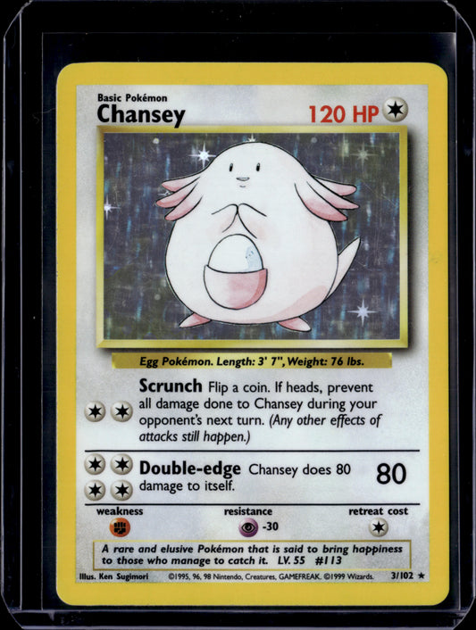 Chansey Base Set #003/102 Holofoil Pokémon Card (front)
