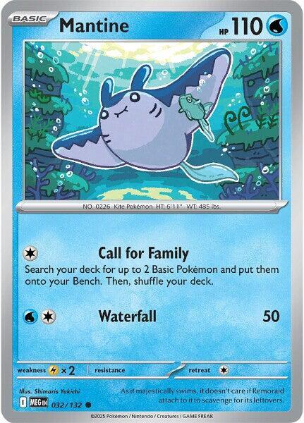 Mantine 032/132 Common Mega Evolution Pokémon card