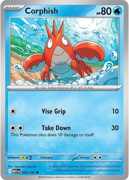 Corphish 033/132 Common Mega Evolution Pokémon card