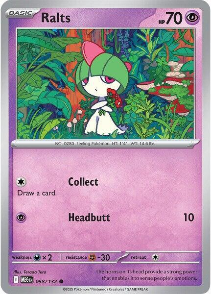 Ralts 058/132 Common Mega Evolution Pokémon card
