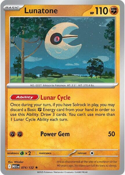 Lunatone 074/132 Rare Mega Evolution Pokémon card