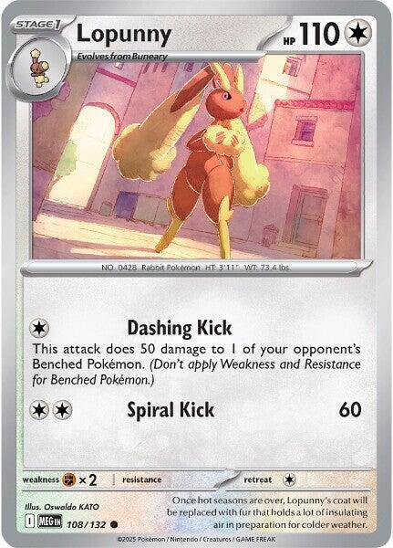 Lopunny 108/132 Common Mega Evolution Pokémon card