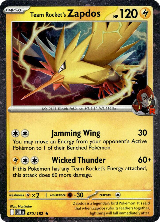 Team Rocket's Zapdos - 070/182 (Cosmos Holo) 070/182 Promo Miscellaneous Cards & Products Pokémon card
