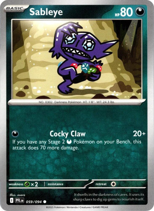Sableye 059/094 Common Phantasmal Flames Pokémon card